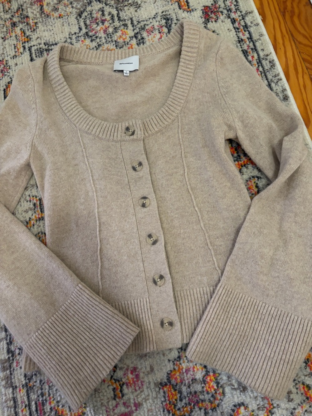 Reformation Beige Scoop Neck Button Cardigan